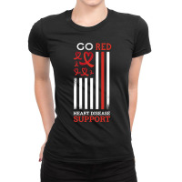 Go Red Heart Disease Support Heart Disease Awareness Gifts Ladies Fitted T-shirt | Artistshot