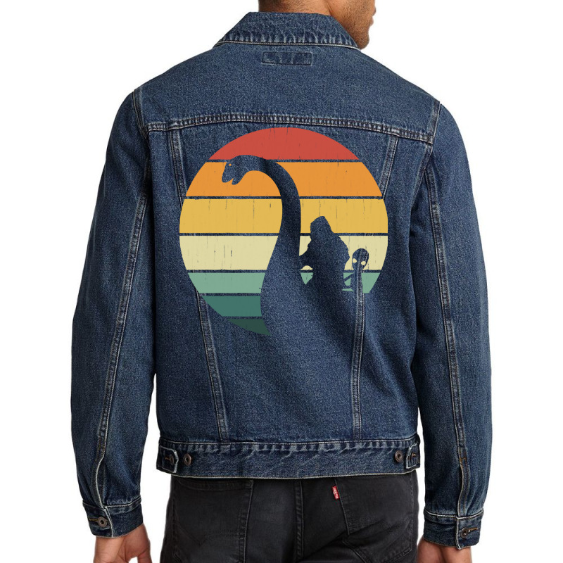 Bigfoot Alien T Shirtbigfoot And Alien Riding Loch Ness Monster T Shir Men Denim Jacket | Artistshot