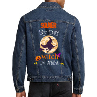 Halloween Soldier Gift T  Shirt Soldier By Day Witch By Night, Soldier Men Denim Jacket | Artistshot