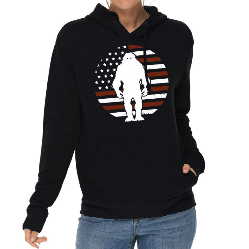 Bigfoot T Shirtbigfoot American Flag Flag 4th Of July T Shirt Lightweight Hoodie | Artistshot