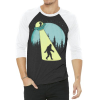 Bigfoot T Shirtbigfoot Ufo Abduction Full Moon T Shirt 3/4 Sleeve Shirt | Artistshot