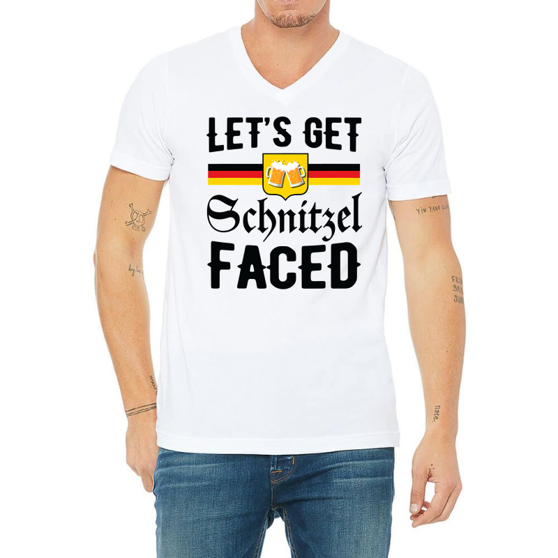 Let S Get Schnitzel Faced Beer Funny Oktoberfest 2021 German T Shirt V-Neck Tee by DianneHenderson91 | Artistshot