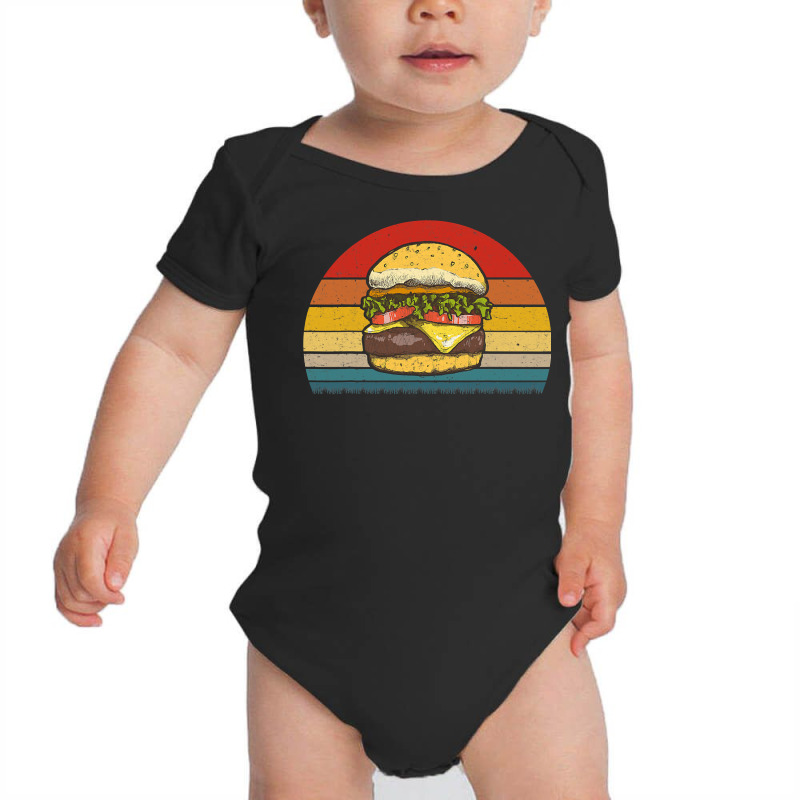 Retro Vintage Cheeseburger Design Costume Hamburger Lovers T Shirt Baby Bodysuit | Artistshot