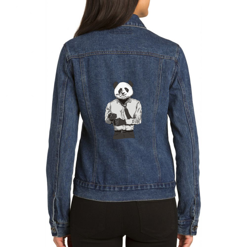 The Angry Panda Ladies Denim Jacket by kincobandeng | Artistshot