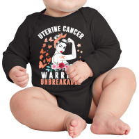 Uterine Cancer Awareness Warrior Unbreakable Strong Woman T Shirt Long Sleeve Baby Bodysuit | Artistshot