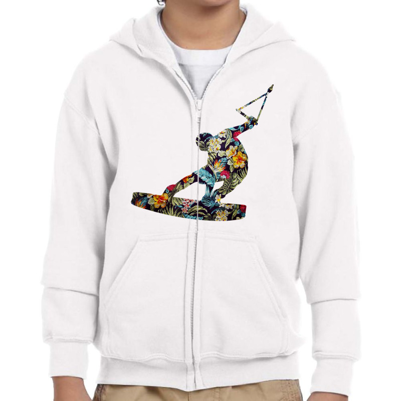 Wakeboard Usa Summertime Floral Wakeboarding T Shirt Youth Zipper Hoodie | Artistshot