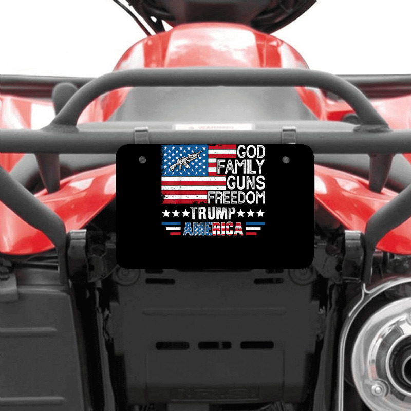 God Family Guns & Freedom Pro Trump 2024 Maga American Flag T Shirt Atv License Plate | Artistshot