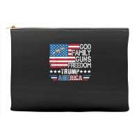 God Family Guns & Freedom Pro Trump 2024 Maga American Flag T Shirt Accessory Pouches | Artistshot