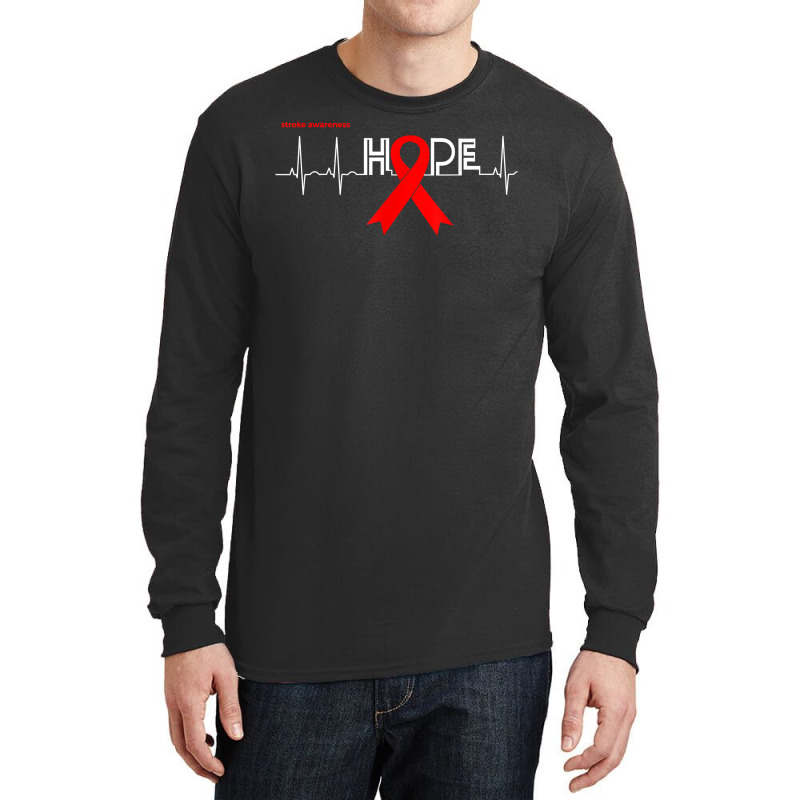 Hope  Awareness Month Products Red Ribbon Stroke Awareness T Shirt Long Sleeve Shirts | Artistshot