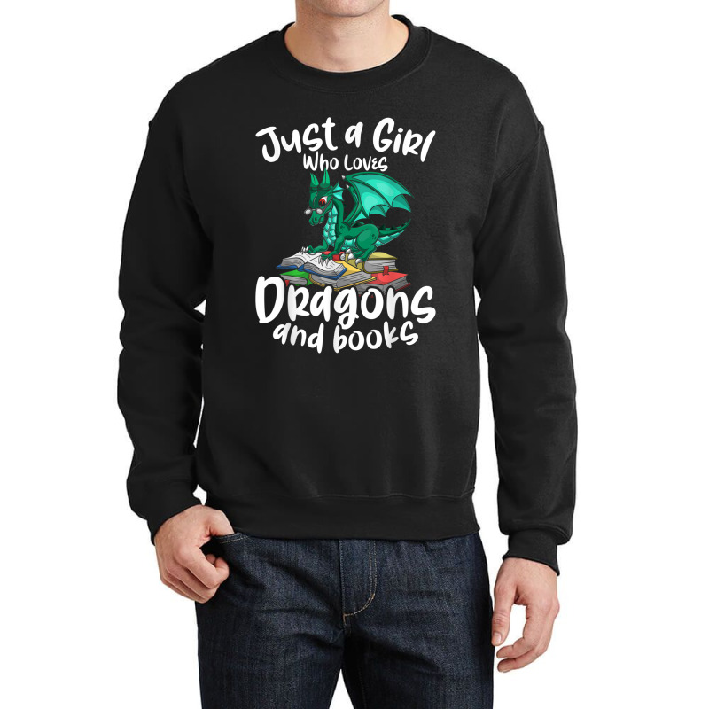 Just A Girl Who Loves Dragons And Books Reading Dragon Graphic Crewneck Sweatshirt by HailieDesign | Artistshot