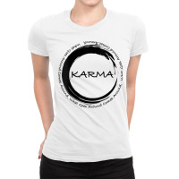 Womens Karma T Shirt What Goes Around Comes Around Funny Karma V Neck Ladies Fitted T-shirt | Artistshot