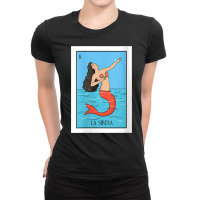 Womens La Mermaid Lottery Gift The Mermaid Card Mexican Lottery V Neck Ladies Fitted T-shirt | Artistshot