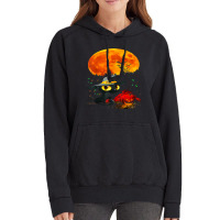 Black Cat Halloween Scary Pumpkins Full Moon Black Cat Lover 51 Vintage Hoodie | Artistshot