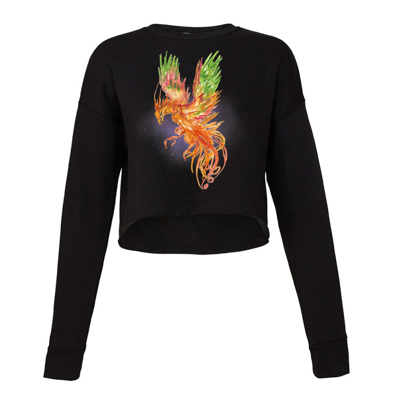 Phoenix Rising Watercolor Fantasy Mythical Mystic Funny Gift Cropped Sweater by HailieDesign | Artistshot