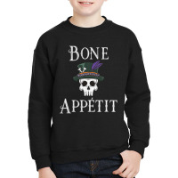 Vintage New Orleans Theme Voodoo Skull Fun Bone Appetit Pun T Shirt Youth Sweatshirt | Artistshot