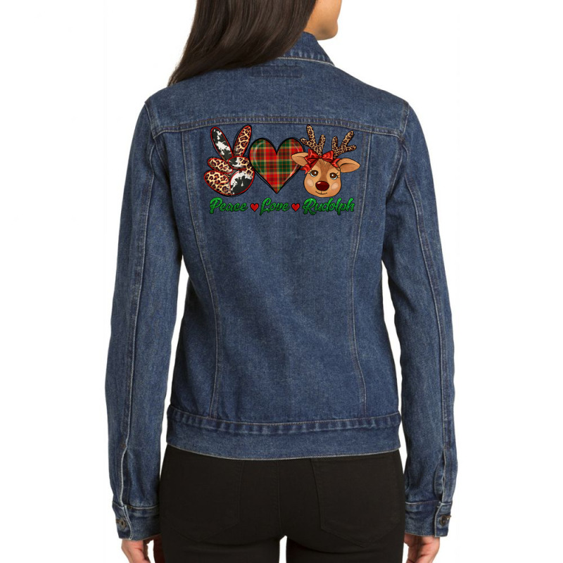 Peace Love Rudolph Ladies Denim Jacket | Artistshot