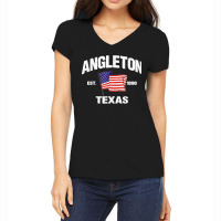 Angleton Texas Tx Usa Stars & Stripes Vintage Style Women's V-neck T-shirt | Artistshot