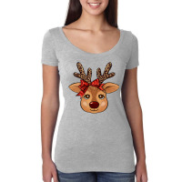 Reindeer Face Women's Triblend Scoop T-shirt | Artistshot