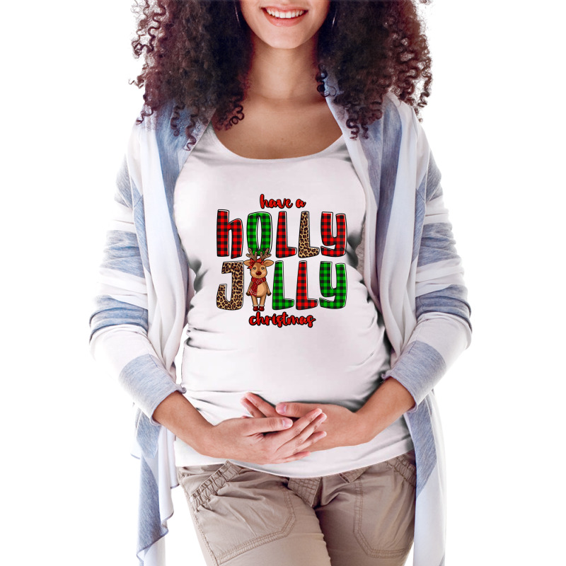 Hava A Holly Jolly Christmas Reindeer Maternity Scoop Neck T-shirt | Artistshot