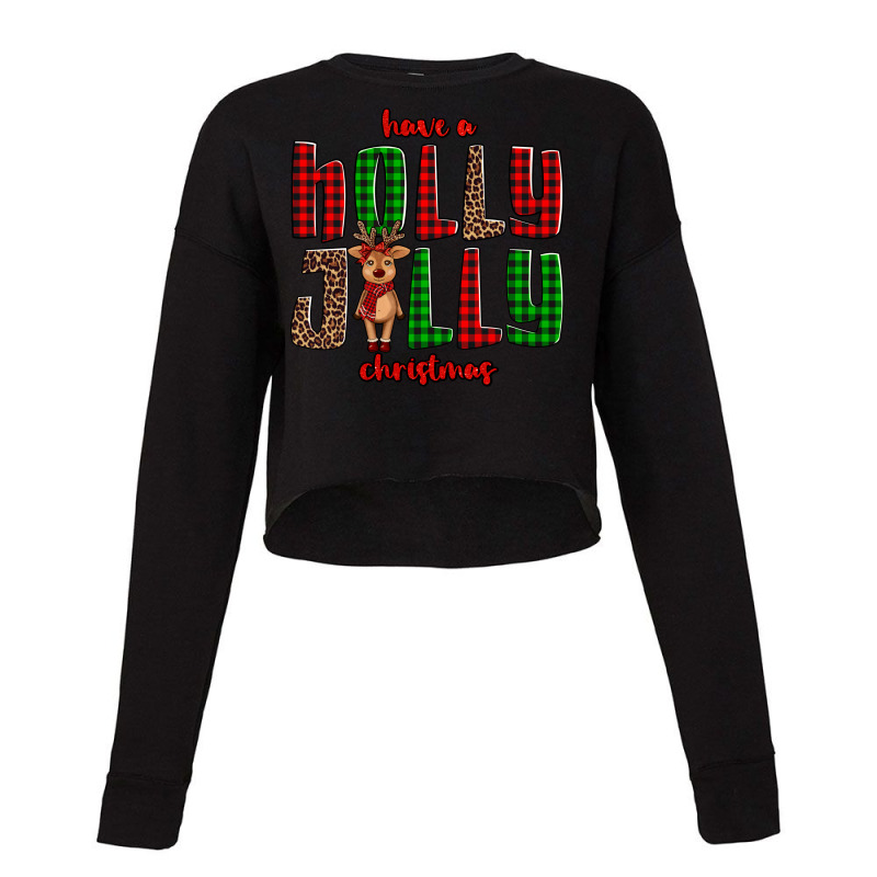 Hava A Holly Jolly Christmas Reindeer Cropped Sweater | Artistshot