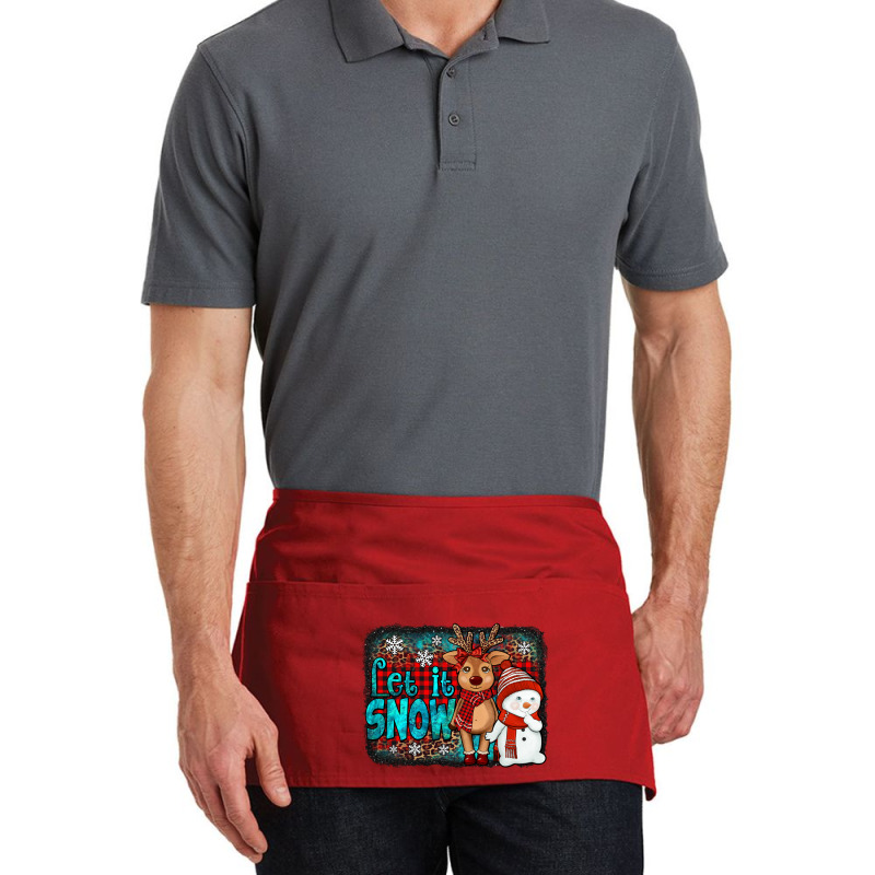 Let It Snow Reindeer And Snowman Waist Apron | Artistshot