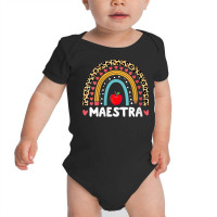 Womens Maestra Bilingual Regalos Spanish Teacher Maestra Rainbow V Nec Baby Bodysuit | Artistshot