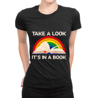 Vintage Sunset Rainbow Take A Look It S In A Book Reading T Shirt Ladies Fitted T-shirt | Artistshot