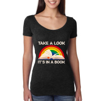 Vintage Sunset Rainbow Take A Look It S In A Book Reading T Shirt Women's Triblend Scoop T-shirt | Artistshot