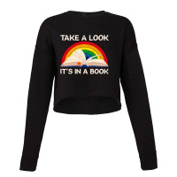 Vintage Sunset Rainbow Take A Look It S In A Book Reading T Shirt Cropped Sweater | Artistshot