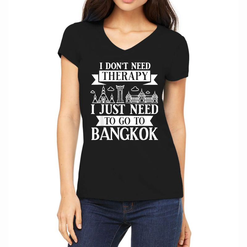 Bangkok Thailand City Skyline Map Women's V-Neck T-Shirt by WirtzRichard | Artistshot