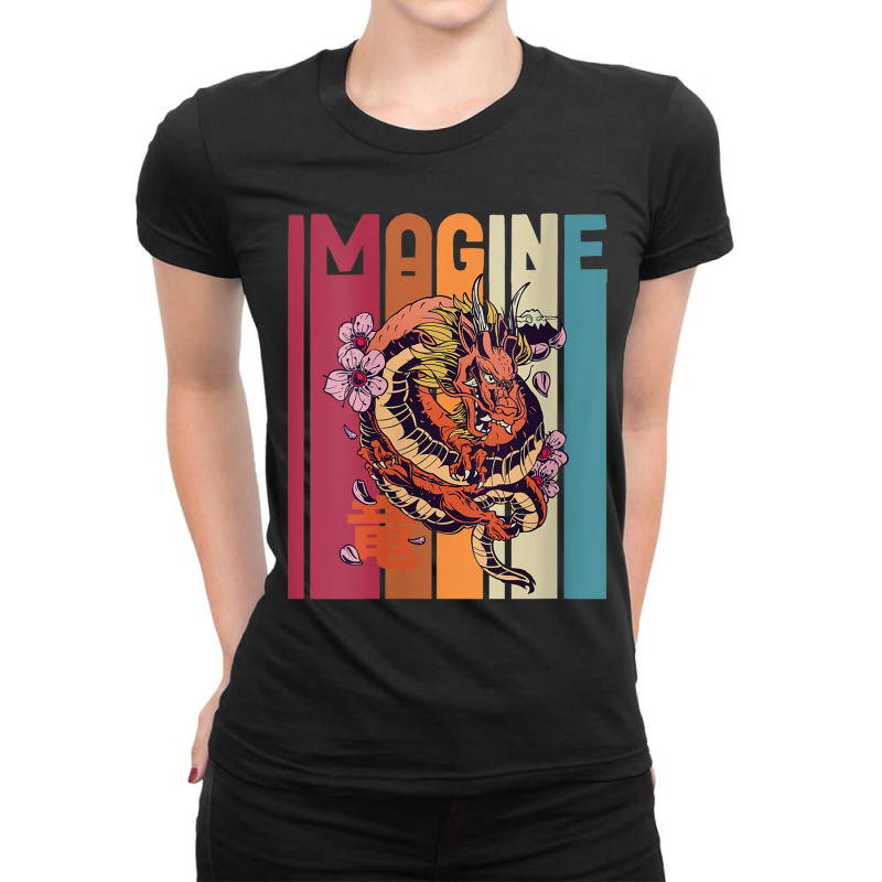 Womens Imagine Great Dragon Vintage Cool Art Great Art Character Ladies Fitted T-Shirt by HailieDesign | Artistshot