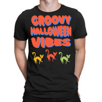 Groovy Halloween Vibes T  Shirt Groovy Halloween Vibes Cats Retro Colo T-shirt | Artistshot