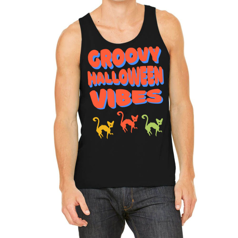 Groovy Halloween Vibes T  Shirt Groovy Halloween Vibes Cats Retro Colo Tank Top by orangesagreement | Artistshot