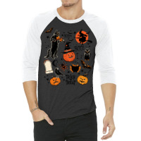 Halloween Black Cat T  Shirt Halloween Black Cat Boo Boo Trick Or Trea 3/4 Sleeve Shirt | Artistshot