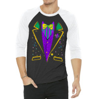 Mardi Gras Tuxedo Costume  Carnival Parade Design 3/4 Sleeve Shirt | Artistshot