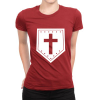 Wooden Shield   Minimalist  Cross Ladies Fitted T-shirt | Artistshot