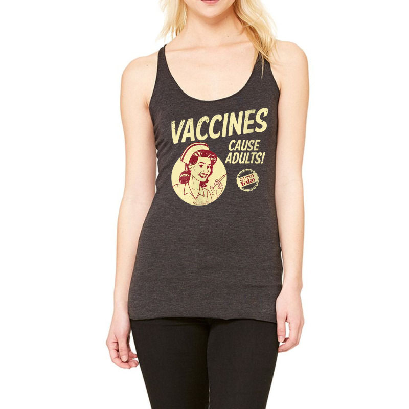 Womens Funny Pro Vaccination Vaccines Cause Adults Vaccinated V Neck T Racerback Tank by FavorRoh | Artistshot