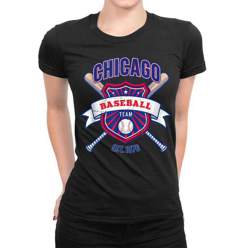 Distressed Look Cub Party Tailgate Sport Gameday Fan Gift T Shirt Ladies Fitted T-Shirt by kalerttjay | Artistshot