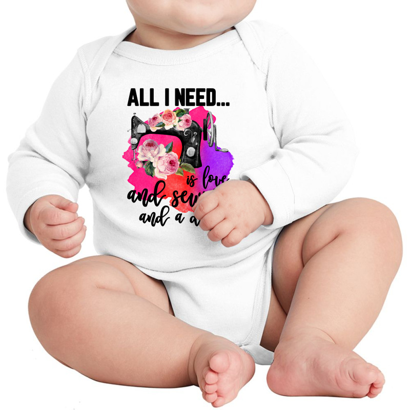 All I Need Is Love And Sewing And A Dog For Light Long Sleeve Baby Bodysuit | Artistshot