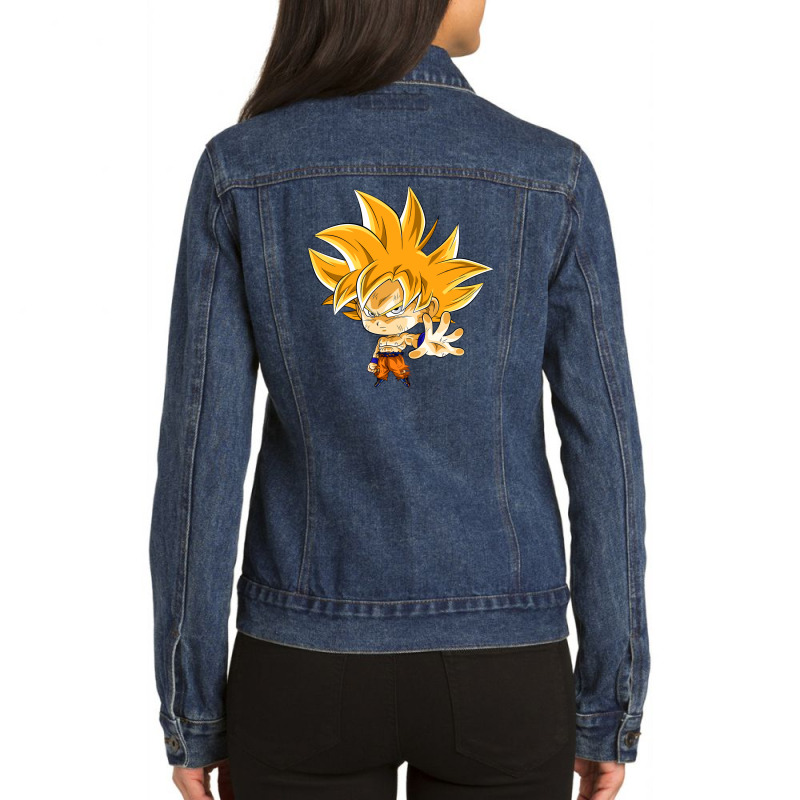 Goku Funny Ladies Denim Jacket by Pixel kon | Artistshot