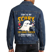 Womens This Is My Scary Third Grade Costume Teacher Halloween Characte Men Denim Jacket | Artistshot