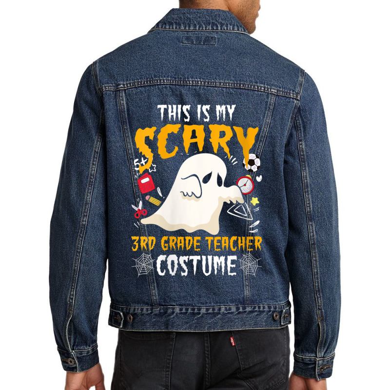 Womens This Is My Scary Third Grade Costume Teacher Halloween Characte Men Denim Jacket | Artistshot