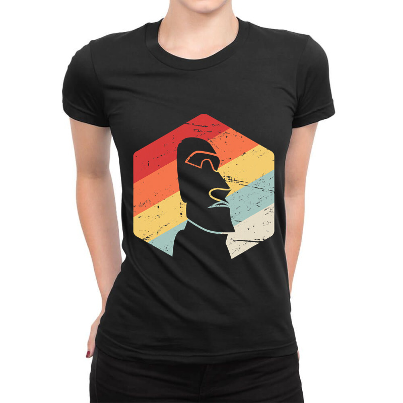 Retro Vintage Tiki Bar Gift  Easter Island Moai Tiki Head Ladies Fitted T-shirt | Artistshot