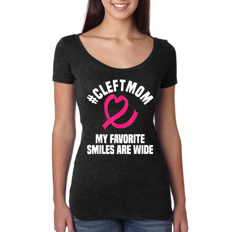 Cleft Lip Palate Smile Pink Awareness Ribbon Mother's Day Women's Triblend Scoop T-shirt by EaglesonBonnie | Artistshot