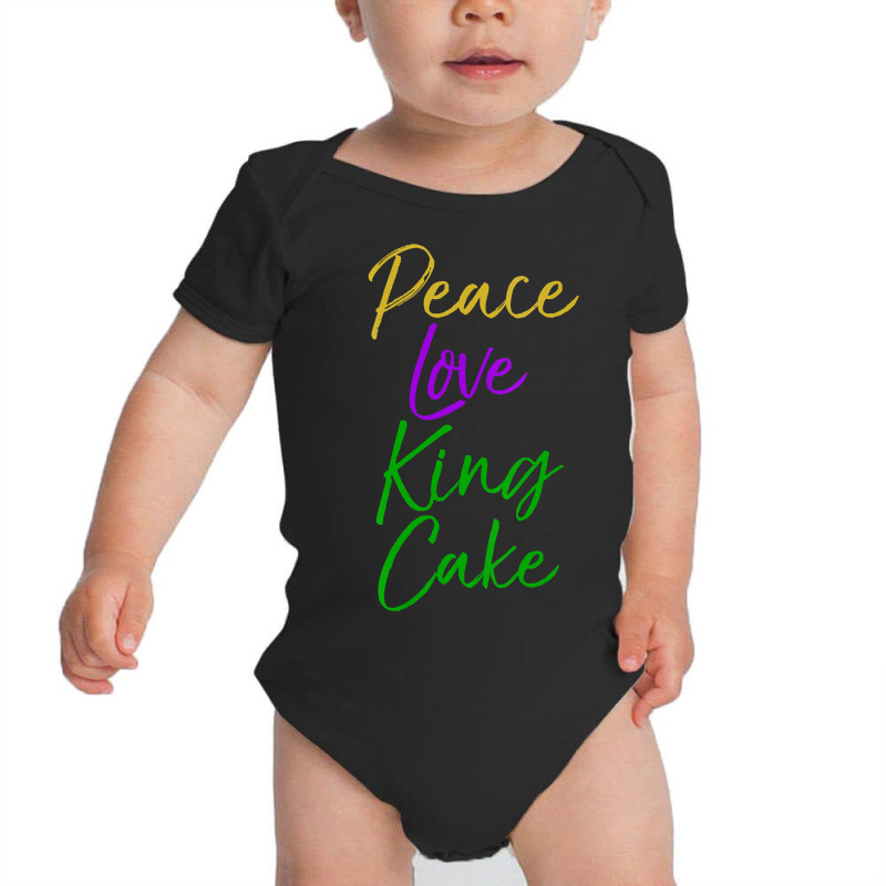 Womens Funny Mardi Gras Gift Party Quote Cute Peace Love King Cake Vne Baby Bodysuit | Artistshot