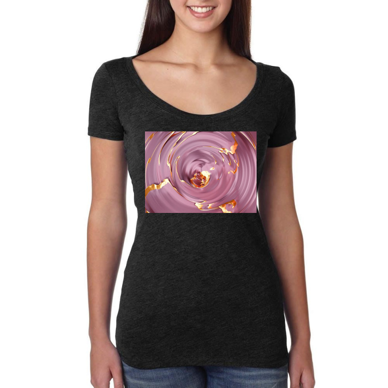 3d Illustration Hypnotic Pattern Abstract Pink With Gold Women's Triblend Scoop T-shirt by Norman B | Artistshot