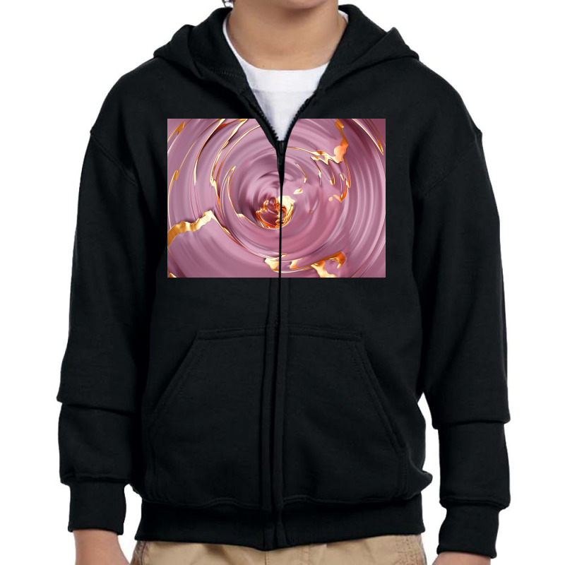 3d Illustration Hypnotic Pattern Abstract Pink With Gold Youth Zipper Hoodie by Norman B | Artistshot