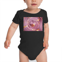 3d Illustration Hypnotic Pattern Abstract Pink With Gold Baby Bodysuit | Artistshot