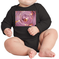 3d Illustration Hypnotic Pattern Abstract Pink With Gold Long Sleeve Baby Bodysuit | Artistshot