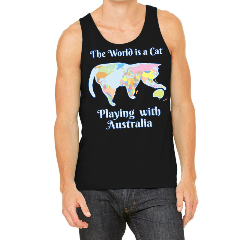 Funny World Is A Cat Playing Map T Shirt Tank Top | Artistshot